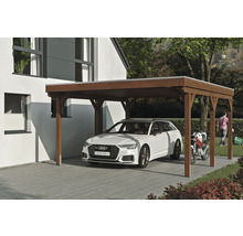 Einzelcarport SKAN Holz Grunewald inkl. EPDM Folie 427 x 554 cm Nussbaum