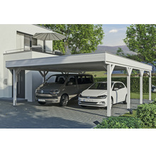 Doppelcarport SKAN Holz Grunewald inkl. EPDM Folie 622 x 796 cm weiß