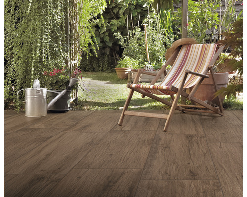 FLAIRSTONE Feinsteinzeug Terrassenplatte Legno Passione Caramel rektifizierte Kante 120 x 40 x 2 cm