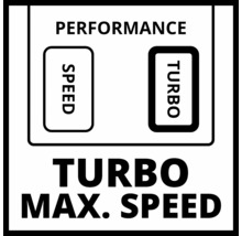 Performance Symbol mit Speed- und Turbofunktion für maximale Geschwindigkeit