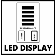 LED-Anzeige für Leistung, Geschwindigkeit und Turbo