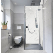 Modernes Badezimmer mit ebenerdiger Dusche, Hänge-WC und grauen Fliesen