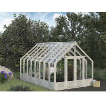 Gewächshaus Palmako Emilia 14,5 m² Sicherheitsglas 4 mm inkl. automatischen Fensteröffner 300 x 483 cm Holz