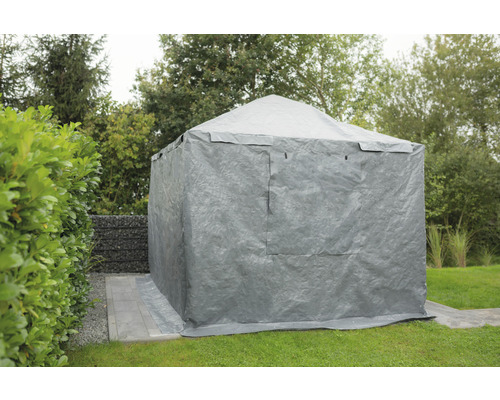 Grauer Partyzelt-Pavillon im Garten