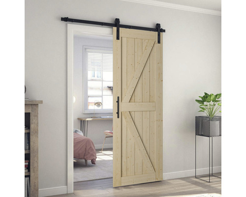 Schiebetür-Komplettset Barn Door Basic schwarz 95x215 cm