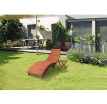 Gartenliege Sonnenliege mit Tisch 184 x 54 x 65 mm Holz holz inkl. Kissen