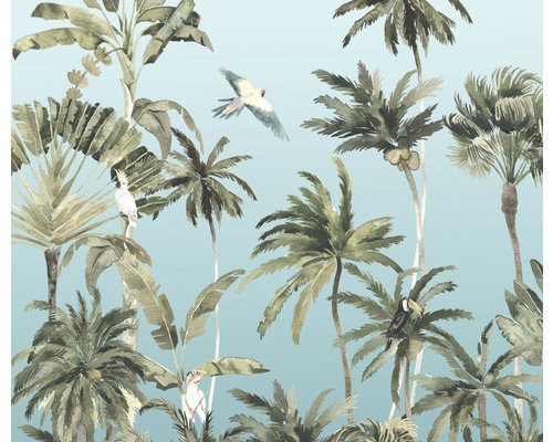 Illustration von tropischen Palmen und Vögeln
