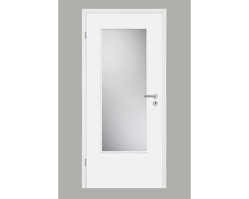 Zimmertür Pertura Soley Weißlack (ähnlich RAL 9010) 86,0x198,5 cm mit Lichtausschnitt G3 Links (ohne Glas)