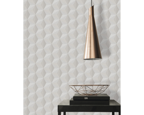 Raumansicht mit dreidimensionaler Tapete und dekorativen Elementen