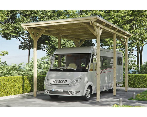 Einzelcarport SKAN HOLZ Emsland inkl. Regenrinne 404x604 cm natur Carport aus Holz mit Wohnmobil