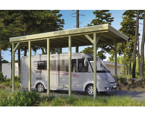 Einzelcarport SKAN HOLZ Friesland 397x708 cm tauchimprägniert Wohnmobil unter einem Carport aus Holz