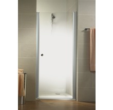 Duschabtrennung mit einer Tür aus Glas und Metallrahmen im Badezimmer