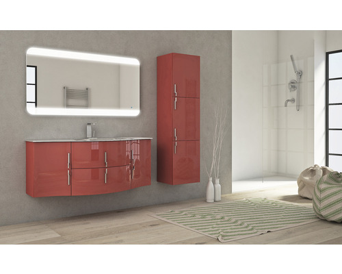 Modernes Badezimmer mit Waschtisch, Spiegelschrank und Hochschrank