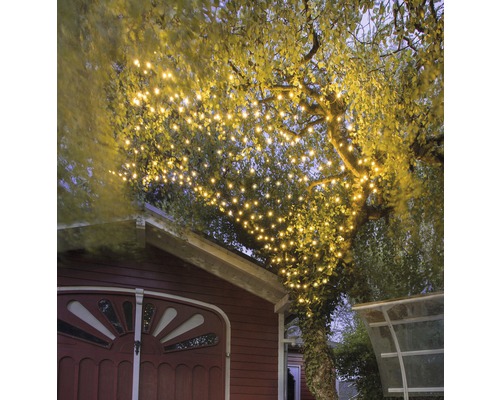 Lichterkettennetz Konstsmide mit 6-9h Timer Batterie Micro LED 40er, warmweiß Lichterkette im Baum mit warmweissem Licht für stimmungsvolle Gartenbeleuchtung