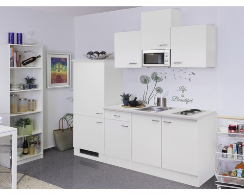 Flex Well Küchenzeile mit Geräten Wito 210 cm Frontfarbe weiß matt Korpusfarbe weiß zerlegt