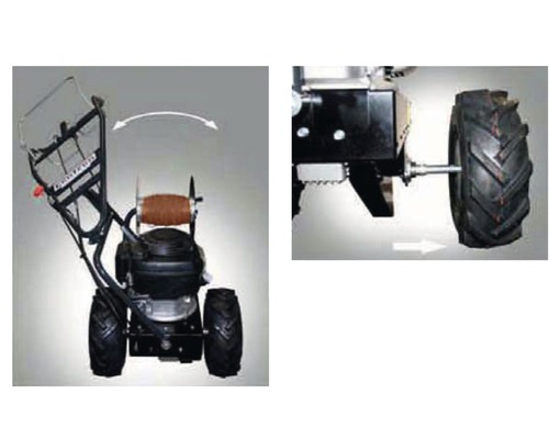 Bodenhacke mit verstellbarem Griff und Radantrieb