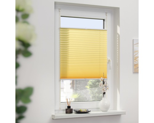 Lichtblick Faltenplissee Tageslicht mit Seitenverspannung gelb 45x130 cm Gelbes Plissee am Fenster zur Lichtregulierung und Dekoration