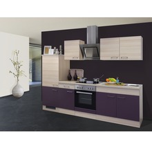 Flex Well Küchenzeile mit Geräten Focus 270 cm Frontfarbe akazie aubergine matt Korpusfarbe akazie zerlegt-thumb-0