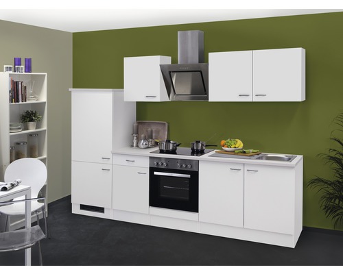 Flex Well Küchenzeile mit Geräten Wito 270 cm Frontfarbe weiß matt Korpusfarbe weiß zerlegt
