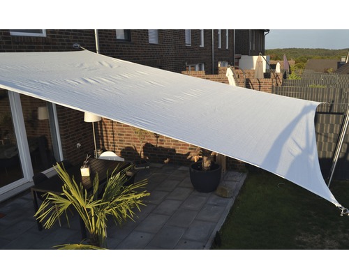 Floracord Vierecksonnensegel 2,5 x 3,0 m, HDPE 180 g/m² wind- und wasserdurchlässig, weiß
