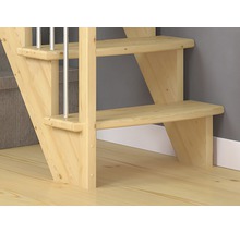 Pertura Wangentreppe Filia Kiefer Leimholz ohne Setzstufen Versiegelt 1/4-gewendelt unten links 75 cm 12 Stufen / 13 Steigungen Relinggeländer