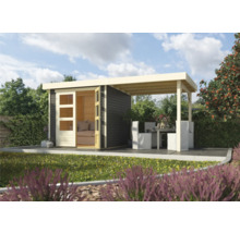 Gartenhaus Karibu Kodiak 2 mit Schleppdach 437 x 217 cm terragrau-thumb-0