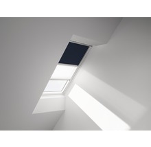 VELUX Vorteils-Set Verdunkelungsrollo uni dunkelblau und Faltstore Plissee weiß manuell Rahmen aluminium DFD C06 1100S