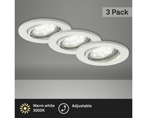 LED Einbauleuchten Set IP23 3-tlg 3x3W 3x250 lm 3000 K weiß Ø 8,6/6,8 cm 230V Drei Einbauspots im Set mit warmweißem Licht und verstellbarer Ausrichtung