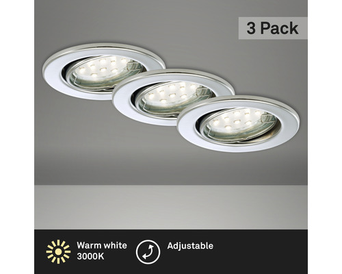 LED Einbauleuchten Set IP23 3-tlg 3x3W 3x250 lm 3000 K warmweiß Attach chrom Ø 86/68 mm 230V