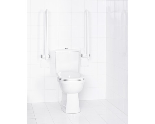 Toilette mit Haltegriffen für mehr Sicherheit im Badezimmer