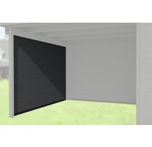 Ansicht eines Holzunterstandes mit Seitenwand