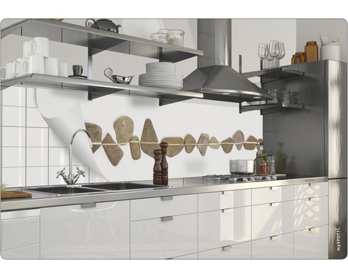 Küchenrückwand mit Steinmotiv in moderner Küche