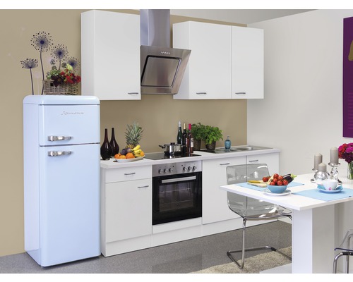Flex Well Küchenzeile mit Geräten Wito 220 cm Frontfarbe weiß matt Korpusfarbe weiß zerlegt-0