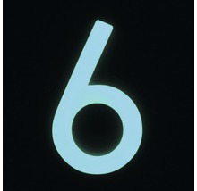 Hausnummer 6 Nachtleuchtend glow in the Dark selbstleuchtend