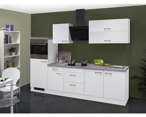 Flex Well Küchenzeile mit Geräten Varo 270 cm weiß matt zerlegt Variante reversibel