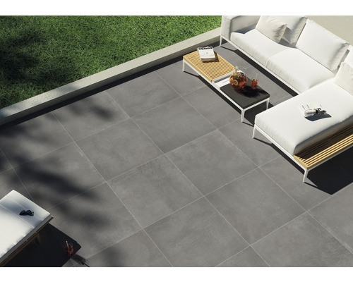 FLAIRSTONE Feinsteinzeug Terrassenplatte Modern Dark rektifizierte Kante 90 x 90 x 2 cm-0