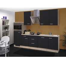 Flex Well Küchenzeile mit Geräten Santo 280 cm Frontfarbe anthrazit matt Korpusfarbe san remo eiche hell zerlegt-thumb-0
