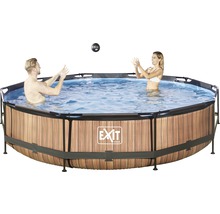 Aufstellpool mit Holzoptik und spielenden Personen