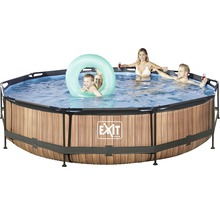Aufstellpool mit Holzoptik und badenden Personen