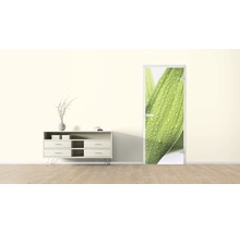 Raumansicht mit Kommode und Türposter mit Pflanzenmotiv