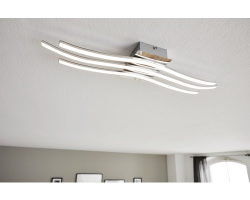 LED Deckenleuchte 26W 2400 lm 3000 K L 65 cm Roncade chrom/weiß Moderne Deckenleuchte mit geschwungenen LED-Leuchten