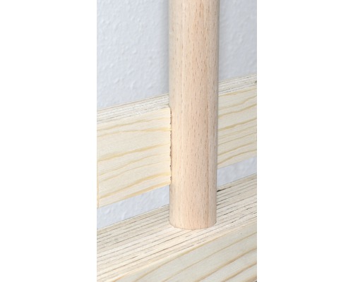 Detailansicht einer Holzverbindung mit Rundstab