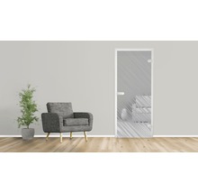 Szene mit Glastür, Sessel und Zimmerpflanze