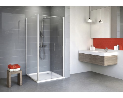 Pendeltür inkl. Seitenwand Schulte Alexa Style 2.0 80x90 cm Klarglas Profilfarbe alpinweiß Pendeltür inkl. Seitenwand Schulte Alexa Style 2.0 80x90 cm Klarglas Profilfarbe alpinweiß
