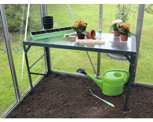 Aluminiumtisch Vitavia 1 Ablage mit Hohlkammerplatte, grün Aluminiumtisch Vitavia 1 Ablage mit Hohlkammerplatte, grün