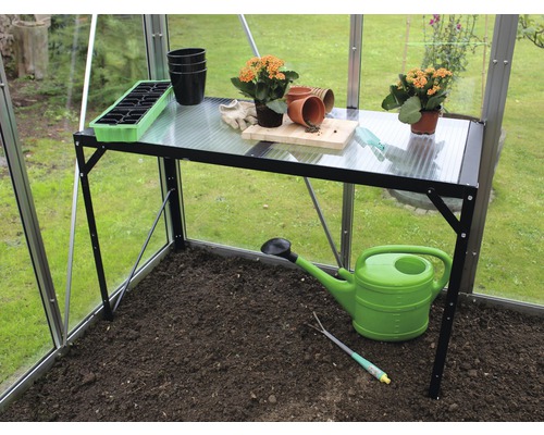 Aluminiumtisch Vitavia 1 Ablage mit Hohlkammerplatte, schwarz Aluminiumtisch Vitavia 1 Ablage mit Hohlkammerplatte, schwarz