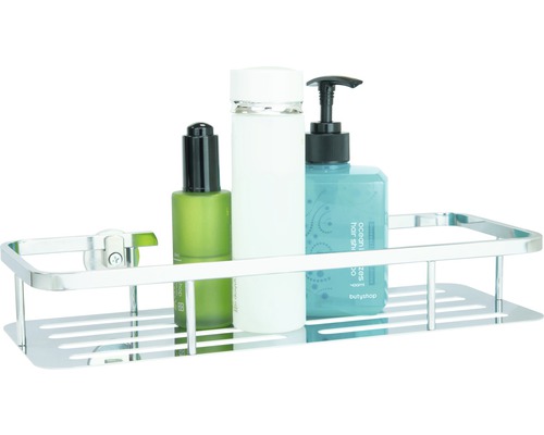 Eckregal aus Metall mit Kosmetikprodukten