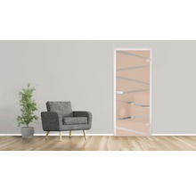 Innenraum mit Sessel und Designtür aus Glas