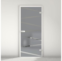 Glastür mit satiniertem Glas und weißem Rahmen