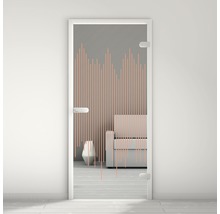 Glastür mit linearem Muster im modernen Interieur